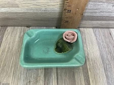 Blue ceramic ashtray with Rose