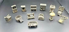 1976 Durham Industries Metal Miniatures Lot Dollhouse Furniture Mechanical 14 pc