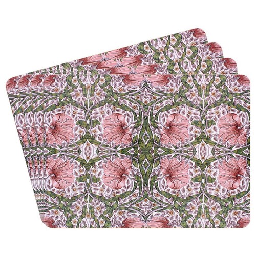 Juego de 4 manteles individuales o posavasos a juego William Morris Pink Pimpineel - Imagen 4 de 4