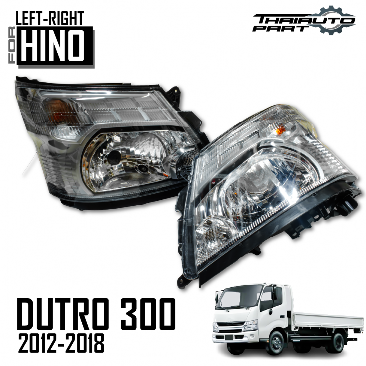 Pair LR Head Lamp Front Light W/O Motor Fit Hino Dutro 300 Series