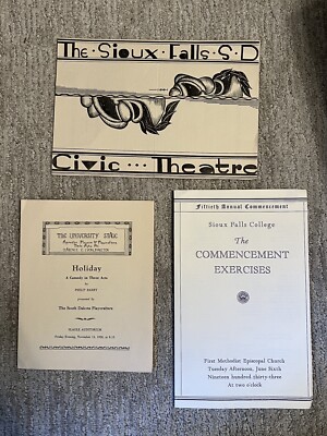 1930 The Sioux Falls S.D. South Dakota Civic Theater College ephemera Graduation