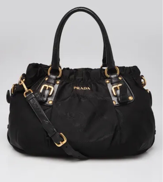 Authentic PRADA Tessuto Nylon Satchel Tote Bag In Black | eBay