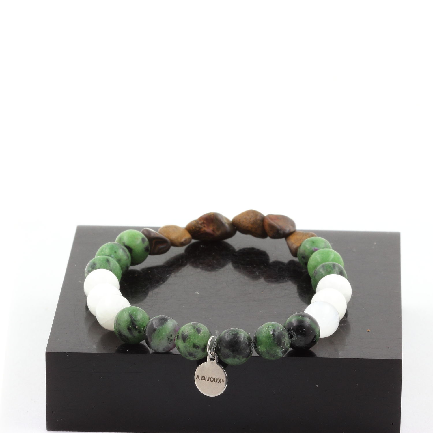 Bracelet Opale Boulder d'Australie en perles d'Épidote, un cadeau artisanal unique