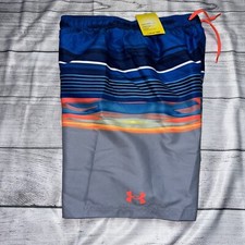Under Armour Youth Multi Blue Orange Stripe Swim Trunks NEW