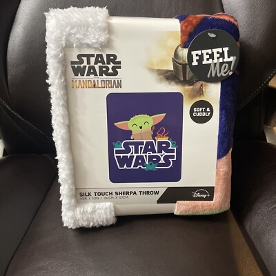 Star Wars Mandalorian Snack is the Way Silk Touch Sherpa Throw Blanket ...