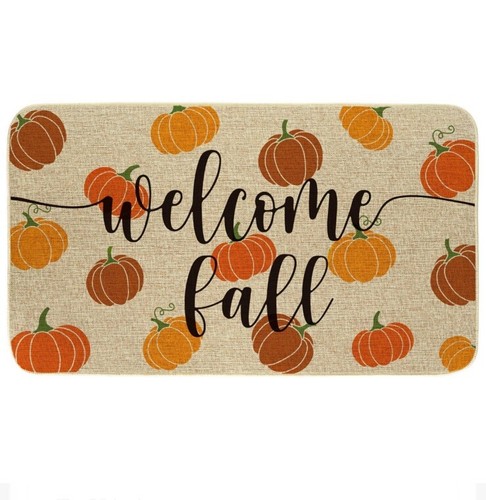 Welcome Fall Doormat With Pumpkins 17x29 NEW