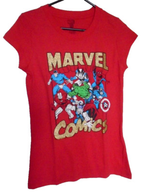 MARVEL COMICS Super Heroes RED Top Size Large (11/13)