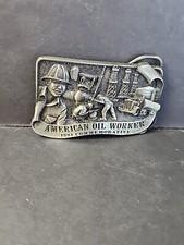 Vintage Arroyo Grande 3D American Oil Worker 1981 Commemorative Belt Buckle