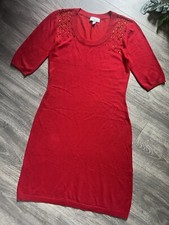 Allison Brittney faux gemstone embellished sweater dress in red. Size S