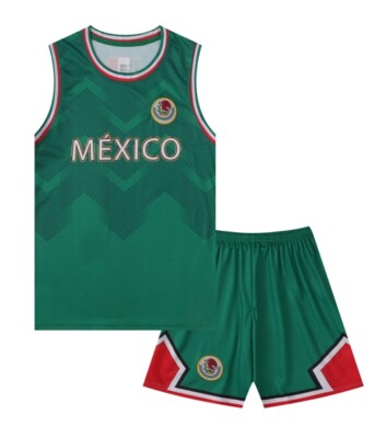 Mexico Basketball Sports Kids Boys Youth Jersey Shirt Shorts Set