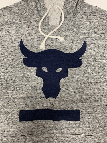 Project Rock Under Armour Short Sleeve Gray Terry Hoodie Size Small - Picture 2 of 7