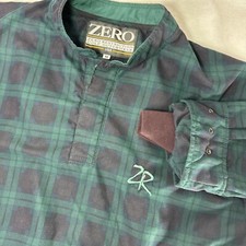Zero Restriction Golf Outerwear USA Men's Large Green Plaid Pullover 1/4 Snap