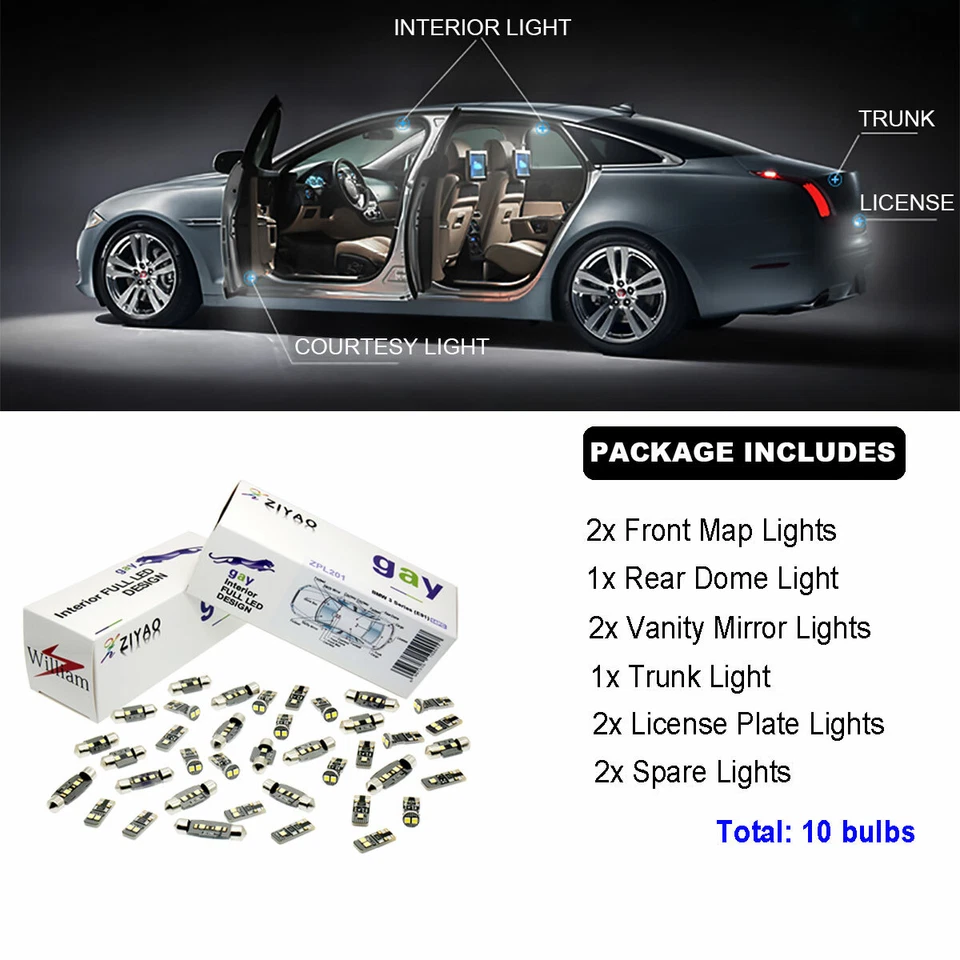 Kit de luces LED interiores blancas brillantes de lujo de 10 piezas para Hyundai Veloster 2011-2018 Foto 2 de 4