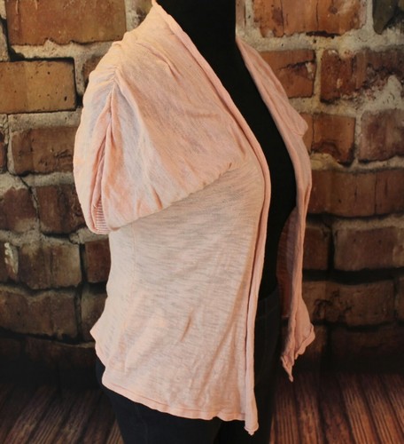 Pink sweater shrug women's medium short sleeve cardigan Take Out lightweight - Picture 3 of 6