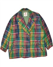 Iceberg Womens Overcoat Eu 42 Large Green Check Polyester Bp41