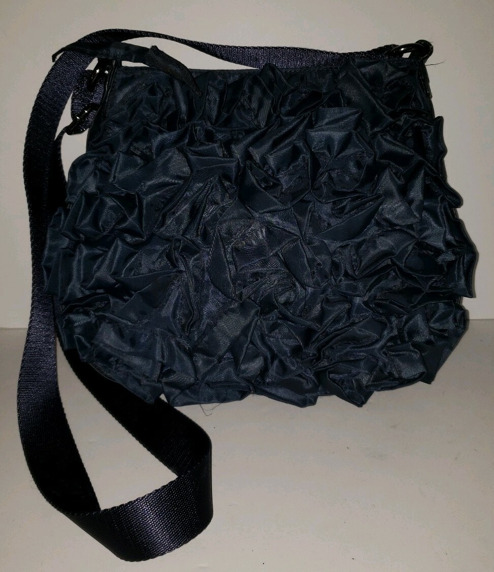 KENNETH COLE navy Blue Nylon Florette Flower Crossbody Slingbag