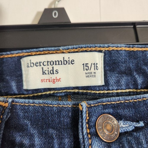 Abercrombie Kids Girls Straight Leg Jeans Size 15/16 Stretch Blue Denim - Picture 2 of 12