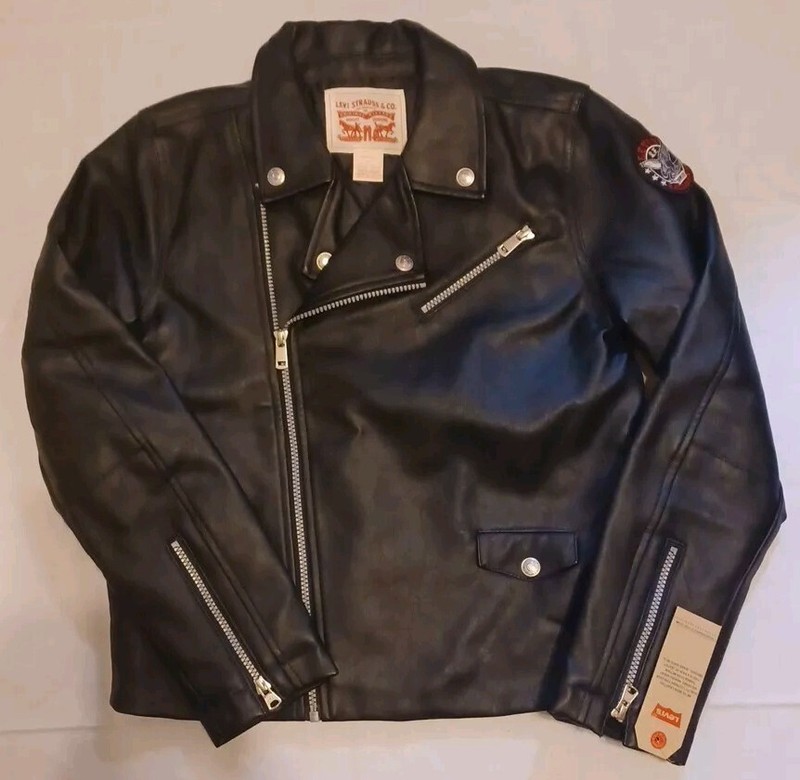 Levi's Kid's Faux Leather Moto Black Jacket Size L (12-14) New W/ Tags $86