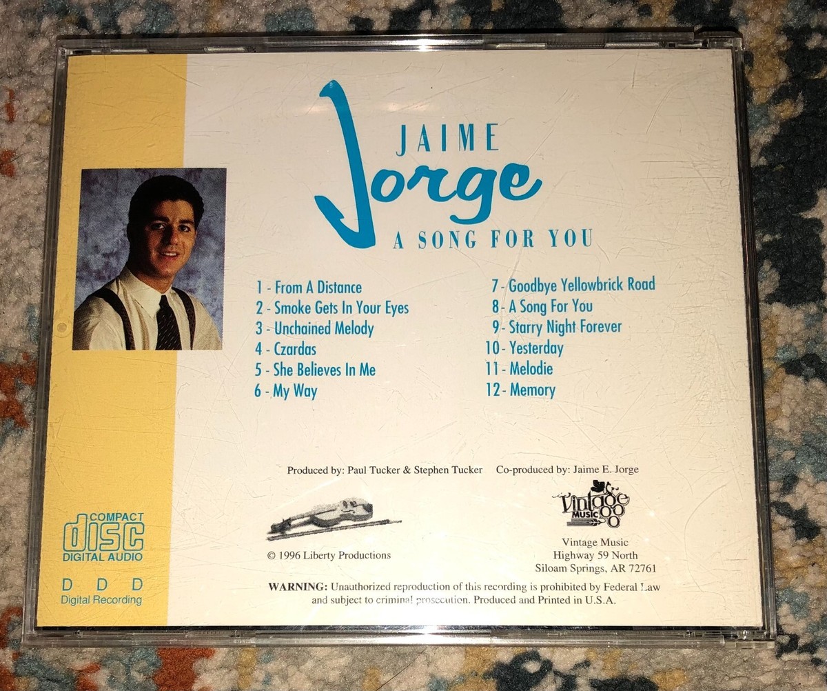 Jaime Jorge A Song For You CD SIGNED 1996 Violin Pop Music
