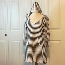 Womens Banana Republic Striped Hoodie Cotton Dress Medium