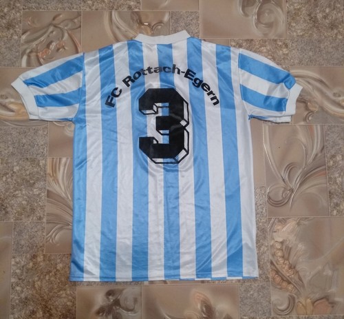 Vtg Puma T-shirt Jersey Blue Striped Football Soccer Rottach-Egern Bundesliga - Picture 2 of 6