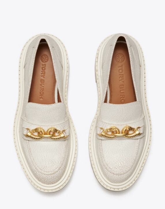 Tory Burch Jessa Lug Sole Loafer White Calf Leather Sz 6 M Tory Burch Jessa Lug Sole Loafer White Calf Leather Sz 6 M