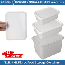 1L, 2L & 4L Rectangular Food Storage Container / Ice Cream Tub Containers & Lids