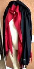 Cashmere Scarf Shawls W/Fringe  2 pc Red & black bc9