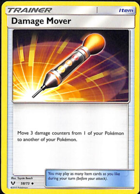 Pokemon Shining Legends Damage Mover Uncommon Trainer Card 58/73 NM