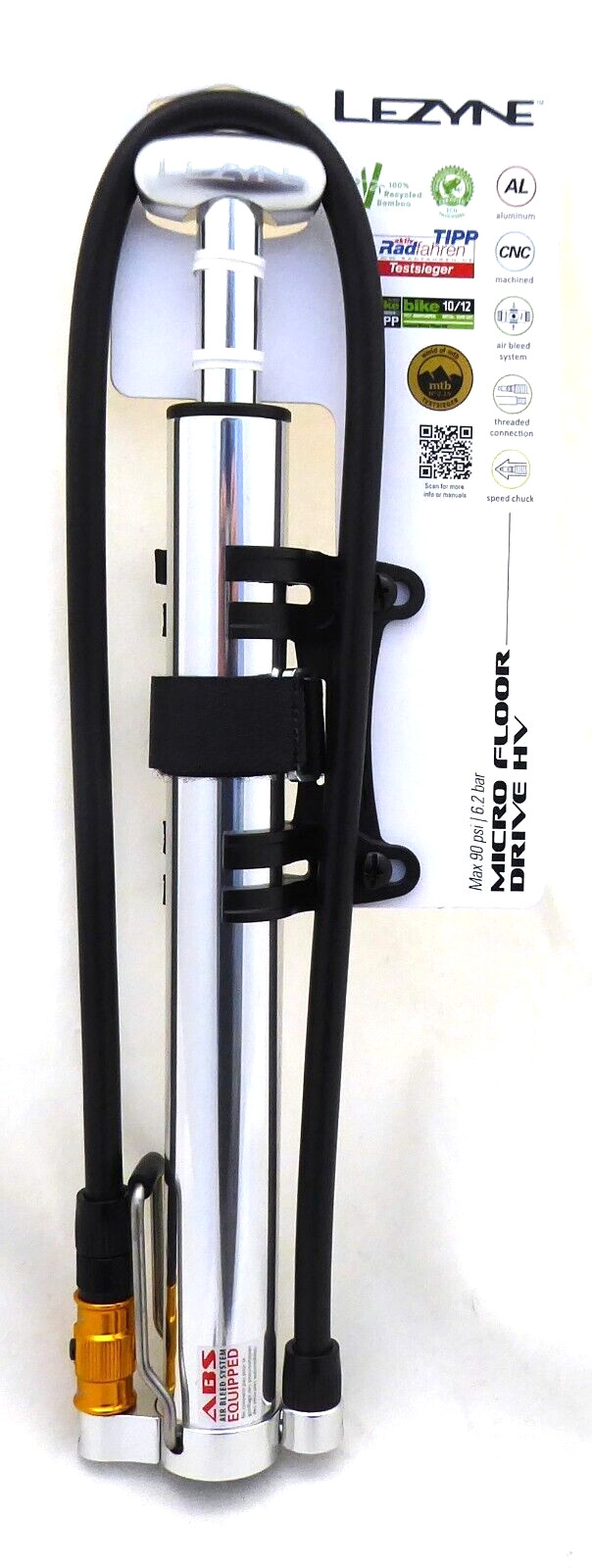 Lezyne Micro Floor Drive HV- High Volume Frame Pump Silver