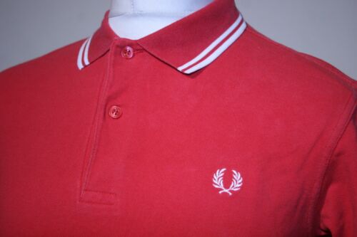 Fred Perry Twin Tipped M1200 Polo Shirt - M - England Red/White - 80s Casual Top - Photo 1 sur 11