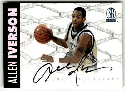 1997 The Score Board NBA Basketball No. Allen Iverson On-Card Auto