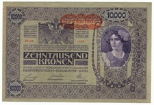 10000 KRONEN AUSTRIA OVERPRINT GERMANY DEUTSCHÖSTERREICH 1919 (1918) SPL-