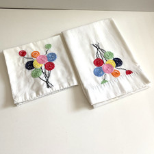 Vintage Embroidered Crib Top Sheet and PillowCase Set Colorful Balloon Classic