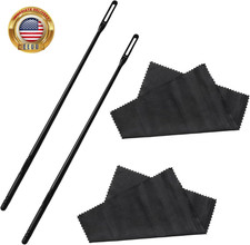 2 Sets 13.6Inch Black Flutes Cleaning Rod and Cloth,Flutes Clean Kit, Flute Clea