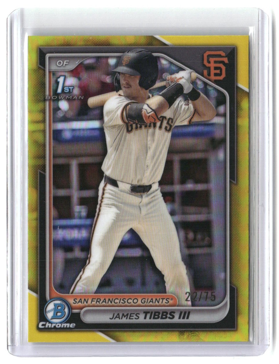 James Tibbs III /75 2024 1st Bowman Draft Chrome Yellow Refractor