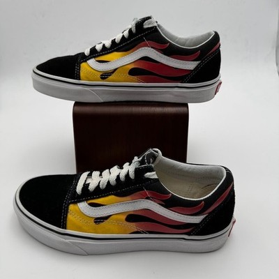 Vans Old Skool Men's 6 Flame Black Yellow Skateboard Sneakers