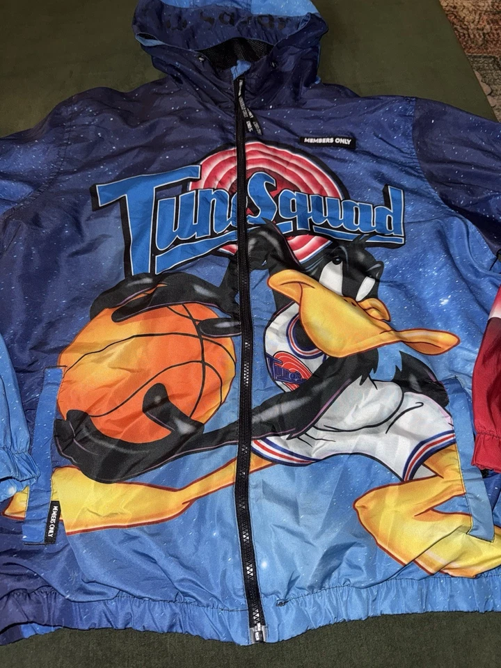 Members Only X Space Jam Tune Squad All Over Print Retro Windbreaker Jacket XL - Image 2 of 4