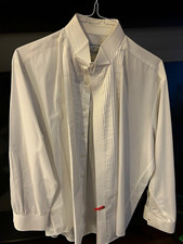 Hunting Park White Pleated Front Tuxedo Shirt Long Sleeve Spread Collar Sz XL