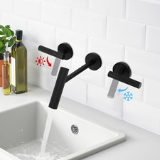 Wall Mount Bathroom Faucet 3-Hole Wall Faucet Bathroom Faucet with 2 Handles