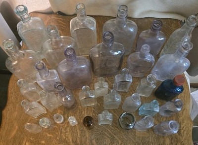 Vintage Glass Bottles Various Sizes Lot of 34
