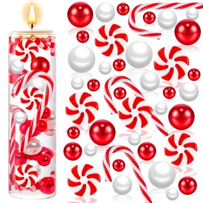 120Pcs Christmas Vase Filler, White and Red Candy Cane Decor, Christmas Float...