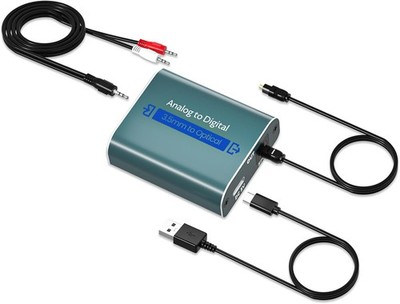 Analog Digital Audio Converter Optical Cable 3.5mm Jack AUX to Coaxial Toslink