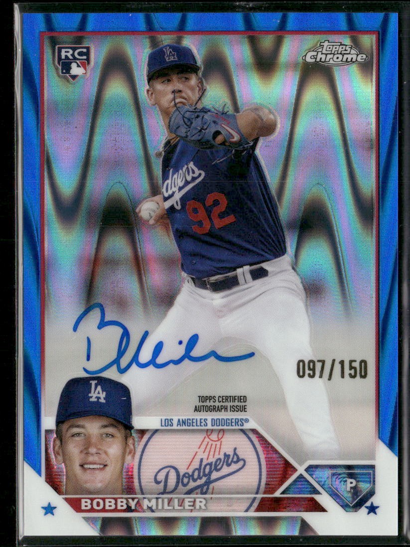 2023 Topps Chrome Update #RA-BM Bobby Miller Autographs Blue RayWave #/150