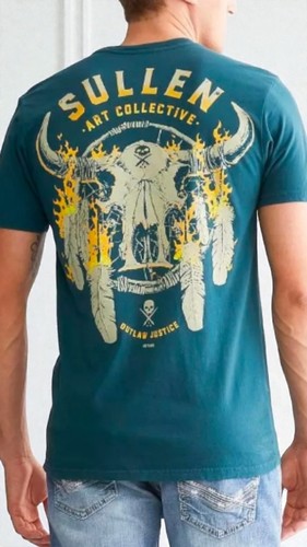 Sullen Art Collective T-shirt Mens 2XL Outlaw Justice Streetwear Bull Skull D30  - Picture 1 of 6
