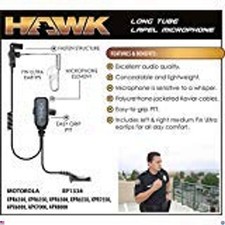 Hawk Lapel Microphone for Motorola APX XPR Radios with Earmolds, Black, 1 Pack