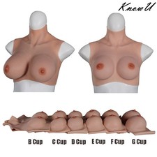 KnowU Upgraded B-G Cup Silicone/Cotton Breast Forms Cosplay Drag Queen Fake Boob