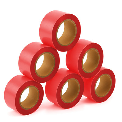 Singhal 5 Pack Red Flagging Tape 1'' x 750ft   Non-Adhesive Survey & Marking Tap
