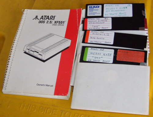 Atari manual and disks: XF551 DOS 2.5 + 4 disks for Atari XE vintage computer