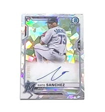 2021 Bowman Chrome Atomic Refractor /100 Autograph Sixto Sanchez RC (MARLINS) !